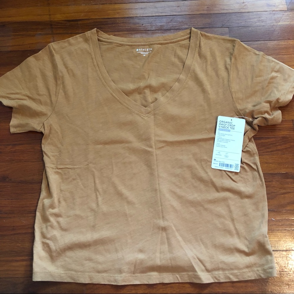 NWT Athleta Organic Daily Crop V-Neck Tee Medium